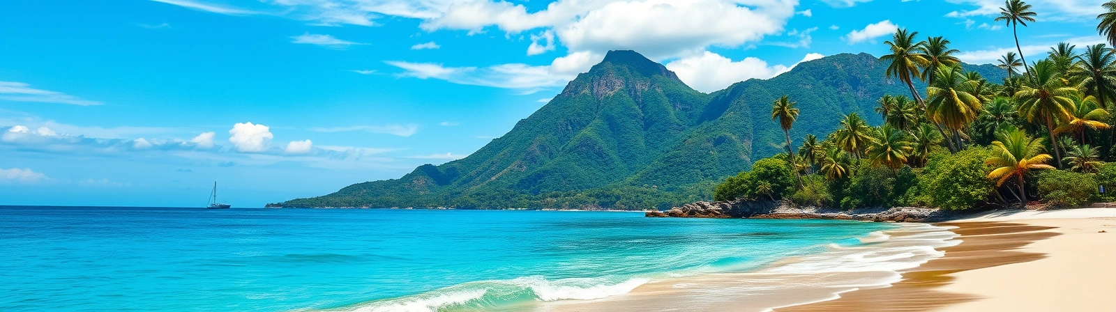 Tropical beach scene with crystal clear water
